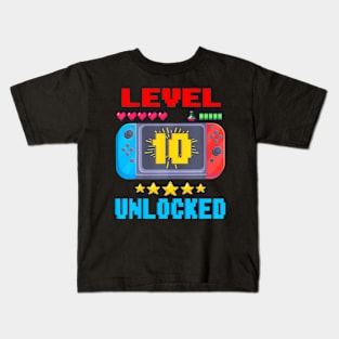 10th Birthday  Level 10  Video  Birthday Kids T-Shirt